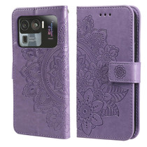 For Xiaomi Mi 11 Ultra 7-petal Flowers Embossing Pattern Horizontal Flip PU Leather Case with Holder & Card Slots & Wallet & Photo Frame(Light Purple)