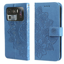 For Xiaomi Mi 11 Ultra 7-petal Flowers Embossing Pattern Horizontal Flip PU Leather Case with Holder & Card Slots & Wallet & Photo Frame(Blue)