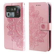 For Xiaomi Mi 11 Ultra 7-petal Flowers Embossing Pattern Horizontal Flip PU Leather Case with Holder & Card Slots & Wallet & Photo Frame(Rose Gold)