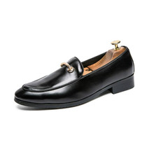 Pointed Set Men Leather Shoes, Size:41(Leather Surface Black)