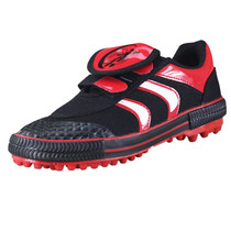 Children Soccer Shoes Antiskid Wear-Resistant Nylon Fastener Football Training Shoes, Size: 35/225(Black+Red)