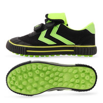 Children Soccer Shoes Antiskid Wear-Resistant Nylon Fastener Football Training Shoes, Size: 35/225(Black+Green)