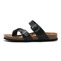 Ruizu Couple Cork Slippers Beach Shoes Flip Flops, Size: 38(Black)