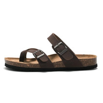 Ruizu Couple Cork Slippers Beach Shoes Flip Flops, Size: 45(Brown)