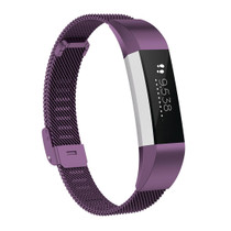 For Fitbit Alta / Alta HR / ACE Watch Button Mesh Metal Replacement Strap Watchband, Size:S(Dark Purple)