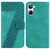 For Realme 10 4G 7-shaped Embossed Leather Phone Case(Green)