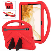 For Samsung Galaxy Tab S8 EVA Shockproof Tablet Case with Holder(Red)