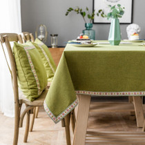 Solid Color Waterproof Tablecloth Linen Rectangular Tablecloth, Size:130x260cm(Green)