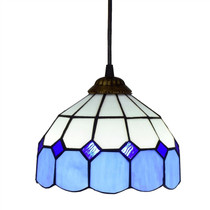8 inch Simple Style Stained Glass Restaurant Bar Pendent Lamp