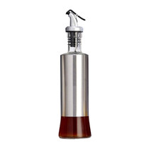 Stainless Steel Glass Oil Bottle Kitchen Pressed Seasoning Bottle, Capacity: 300ml
