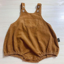 Autumn Corduroy Baby Overalls Jumpsuit (Color:Coffee Size:100cm)