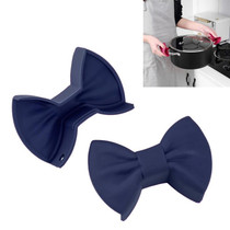 4 Pairs Bowknot Silicone Insulation Clip Creative Kitchen Practical Gadgets(Dark Blue)