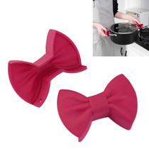 4 Pairs Bowknot Silicone Insulation Clip Creative Kitchen Practical Gadgets(Dark red)