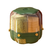 Grain Mixed Food Storage Box Rice Barrel Rotatable Seal Transparent Storage Box, Size: Small (Green)