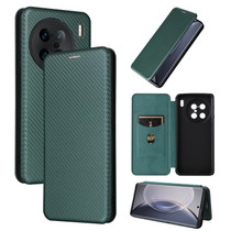 For vivo X90 Pro+ 5G Carbon Fiber Texture Flip Leather Phone Case(Green)