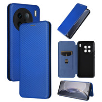 For vivo X90 Pro+ 5G Carbon Fiber Texture Flip Leather Phone Case(Blue)