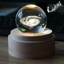 3D Word Engraving Crystal Ball Music Box Milky Way Pattern Electronic Swivel Musical Birthday Gift Home Decor with Music