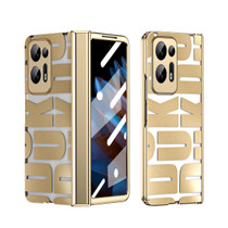 For OPPO Find N2 Integrated Electroplating Folding Phone Case with Hinge(Tyrant Gold)