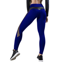 Women Leggings Sexy Pants Push Up Fitness Gym Leggins Running Mesh Leggins Seamless Workout Pants L, Size:L (Royal Blue)