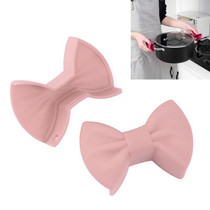 4 Pairs Bowknot Silicone Insulation Clip Creative Kitchen Practical Gadgets(Pink)