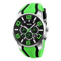 SKMEI 9128 Fashion Multifunctional 3D Large Dial Sports Wristwatch 30m Waterproof Quartz Watch(Green)