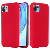 For Xiaomi Mi 11 Lite Solid Color Liquid Silicone Dropproof Full Coverage Protective Case(Red)