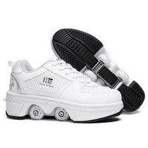 Two-Purpose Skating Shoes Deformation Shoes Double Row Rune Roller Skates Shoes, Size: 38(Low-top Without Light (White))