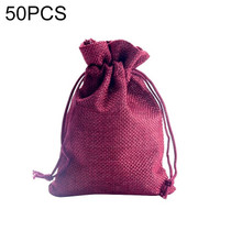 50 PCS Multi size Linen Jute Drawstring Gift Bags Sacks Wedding Birthday Party Favors Drawstring Gift Bags, Size:7x9cm(Wine Red)