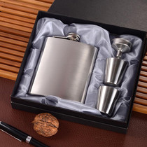 Portable Stainless Steel Hip Flask Set With Wine Glass Funnel(7OZ Gray Grunge)