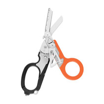 Multifunctional Outdoor First Aid Equipment Foldable Gadget Scissors(Black And Orange)