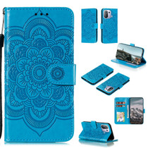 For Xiaomi Mi 11 Lite Mandala Embossing Pattern Horizontal Flip PU Leather Case with Holder & Card Slots & Wallet & Lanyard(Blue)