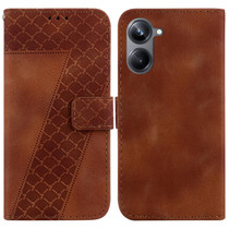 For Realme 10 Pro 5G 7-shaped Embossed Leather Phone Case(Brown)