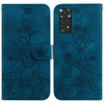 For Xiaomi Redmi Note 11 Global / Note 11S Lily Embossed Leather Phone Case(Dark Blue)