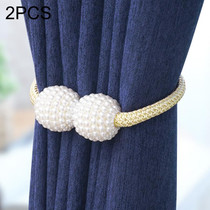 2 PCS Fashion Adornments Pearl Magnetic Buckle Curtain Strap(Light Yellow)