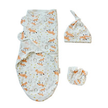 Spring  Summer Cotton Baby Infant Bags Towels Sleeping Bags Knitted Cloth Cap Set, Size:S (50x70 CM)(Fox)