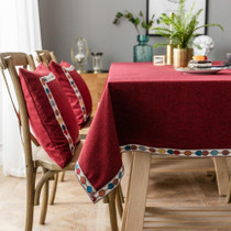 Solid Color Waterproof Tablecloth Linen Rectangular Tablecloth, Size:130x260cm(Red)