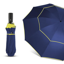 Fully-Automatic Double Rain 3 Folding Wind Resistant Travel Business Big Umbrella(Blue)