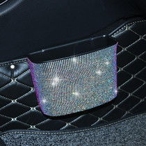 Car-Studded Trash Can Personality Car Hanging Trash Bag Multi-Function Car Storage Box(Colorful Diamonds)