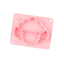 M010094 Children Silicone Dinner Plate Gridded Anti-Fall Eating Bowl Baby Cartoon Complementary Food Non-Slip Suction Cup Bowl(Pink)