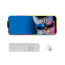 300x800x3mm F-01 Rubber Thermal Transfer RGB Luminous Non-Slip Mouse Pad(Glasses Cat)