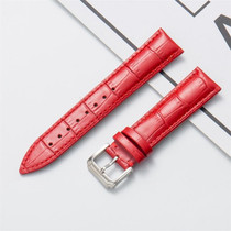 14mm Calf Leather Watch Band(Red)