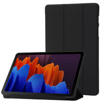 For Samsung Galaxy Tab S9 3-Fold Holder Silicone Leather Tablet Case(Black)