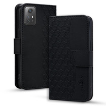 For Xiaomi Redmi Note 12S Business Diamond Buckle Leather Phone Case with Lanyard(Black)