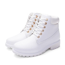 Couple Casual Big Head Warm Shoes Martin Boots, Size:38(White)