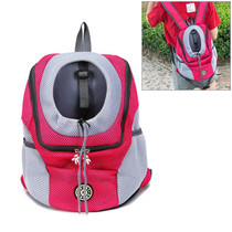 Outdoor Pet Dog Carrier Bag Front Bag Double Shoulder Portable Travel Backpack Mesh Backpack Head, Size:L(Rose Red)