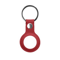 Mutural PU Leather Protective Case with Key Ring for AirTag(Red)