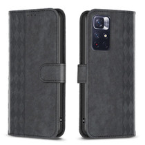 For Xiaomi Redmi Note 11 Plaid Embossed Leather Phone Case(Black)