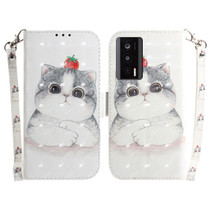 For Xiaomi Poco F5 Pro / Redmi K60 3D Colored Horizontal Flip Leather Phone Case(Cute Cat)