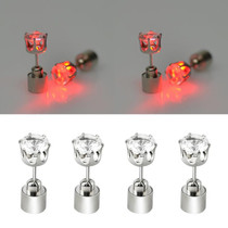 4 PCS Fashion LED Earrings Glowing Light Up Diamond Earring Stud(Red)