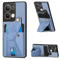For OPPO Reno9 Pro+ Carbon Fiber Wallet Flip Card K-shaped Holder Phone Case(Blue)
